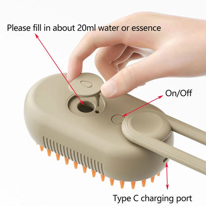 Dog Cat Steamy Brush Spray Massage 3 In1 Rechargeable Electric New Steam Brush Pet Removal Tangled and Loosse Combs Cleaner