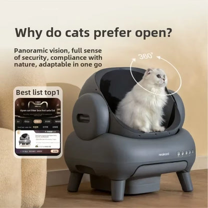 2025 EU Intelligent Fully Automatic Cat Litter Box Open Electric Cleaning Cat Toilet Oversized Poop Shovel Cat Supplies
